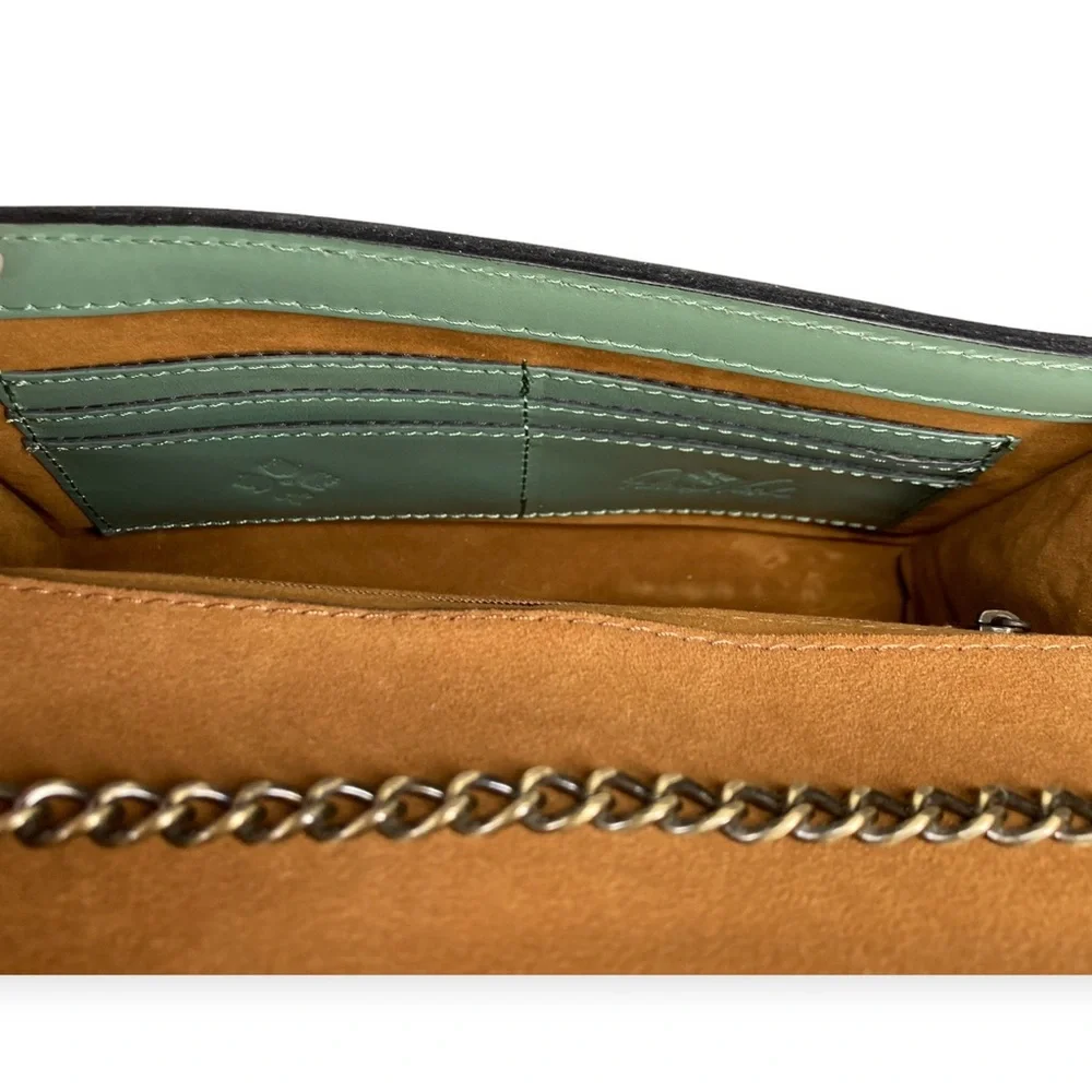 Patricia Nash Giada Chain Bag Filigree Sage Green Leather Shoulder Crossbody - Picture 14 of 16